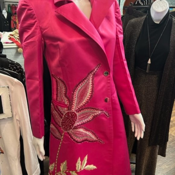 LF919F Pink Heavily Beaded Coat by LA FUORI